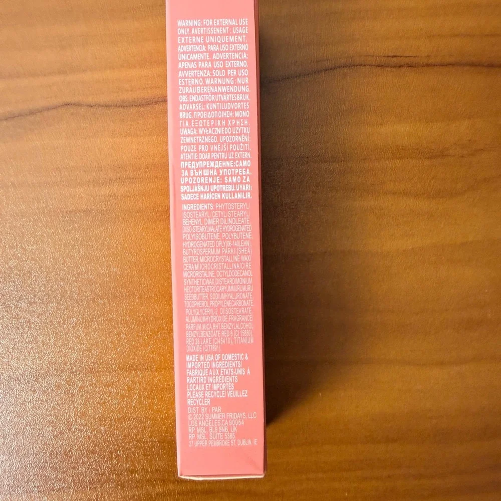 Summer Fridays Lip Butter Balm Pink Sugar 15g 0.5oz Vegan Hydrating Lip Gloss
